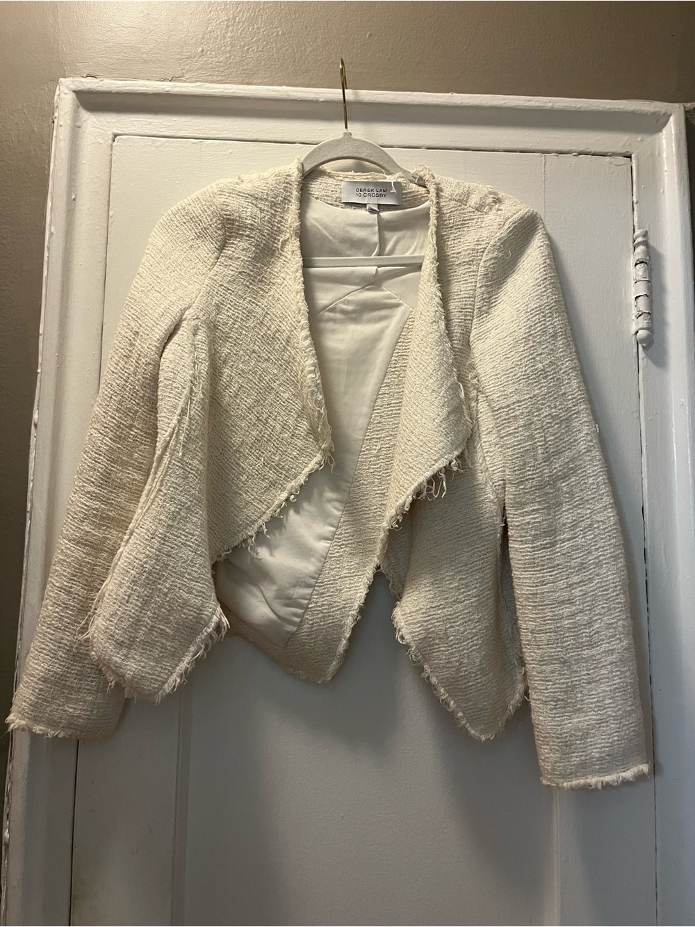 Derek Lam 10 Crosby Open Front Drape Tweed Cardigan